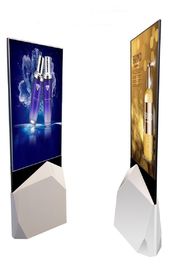 55"屋内QLED Floorstand極めて薄く移動可能なデジタルの表記ポスター モニターの人間の特徴をもつ二重側面Lcdスクリーンのキオスク