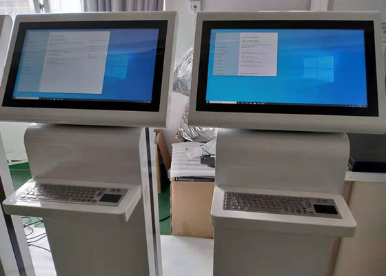 白い色の金属のキーボードが付いているPCの赤外線タッチ画面のキオスク21.5のインチ1920*1080の決断の造り